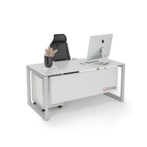 Diamond Series Office Desk White Frame Premium- OfficeMaster Modern Office Furniture in Dubai