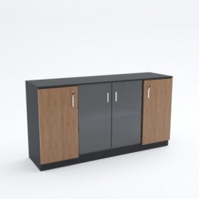 Low Height Cabinet (mid glass wooden end swing doors)