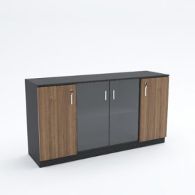 Low Height Cabinet (mid glass wooden end swing doors)