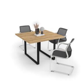 DIAMOND Meeting table Square Black Frame Natural Pacific Walnut - OfficeMaster Office Furniture Dubai