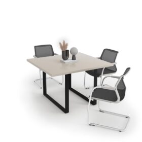 DIAMOND Meeting table Square Black Frame Sand Beige - OfficeMaster Office Furniture Dubai