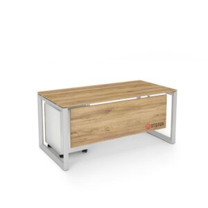 Diamond Series Office Desk Natural Pacific Walnut White Frame- OfficeMaster Modern Office Furniture Dubai