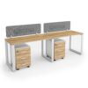 DIAMOND Workstation Cluster 2 White Frame Natural Pacific Walnut Desk - OfficeMaster Office Furniture in Dubai