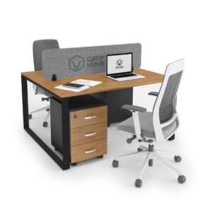 DIAMOND Workstation Cluster of 2 Face Cognac Kendal Oak Desks - OfficeMaster Office Furniture in Dubai