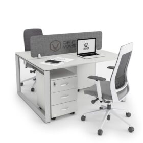 DIAMOND Workstation Cluster of 2 Face-to-Face White Frame - OfficeMaster Office Furniture in Dubai