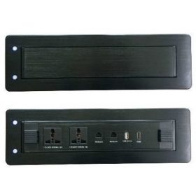 Hidden Electric Flip Up 2-Outlet Desktop Socket Box