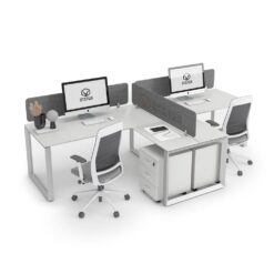 DIAMOND Workstation Cluster 2 In-Line Premium White Frame - OfficeMaster Office Furniture in Dubai