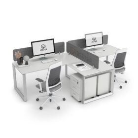 DIAMOND Workstation Cluster 2 In-Line Premium White Frame - OfficeMaster Office Furniture in Dubai