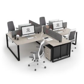 DIAMOND Workstation Cluster 4 Face Black Frame Sand Beige Desk - OfficeMaster Office Furniture in Dubai