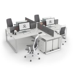 DIAMOND Workstation Cluster 4 Face Cross-Shape Premium White Frame - OfficeMaster Office Furniture in Dubai