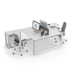 DIAMOND Workstation Face 2 T-Shape White Frame Premium Desk- OfficeMaster Furniture Office Furniture Dubai