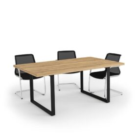 DIAMOND Meeting Table Black Frame Natural Pacific Walnut - OfficeMaster Office Furniture Dubai