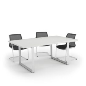DIAMOND Meeting Table White Frame Premium White - OfficeMaster Dubai