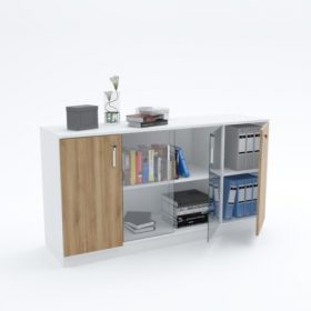 Low Height Cabinet (mid glass wooden end swing doors)