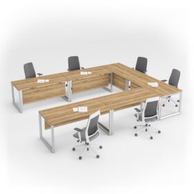 DIAMOND Convertible Conference Training Tables - White Frame Natural Pacific Walnut - OfficeMaster Office Furniture in Dubai