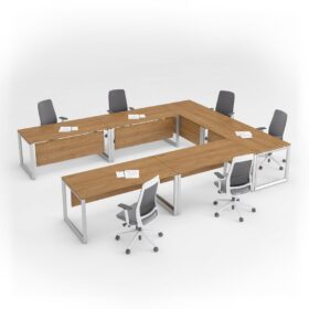 DIMAOND Convertible Conference Tables - White Frame Cognac Kendal Oak- OfficeMaster Office Furniture in Dubai