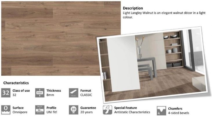 EGGER Parquet Flooring EPL065 Light Langley Walnut
