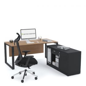 SCHON Office Desk with Side Cabinet