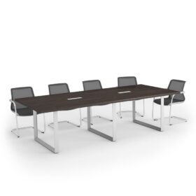 DIAMOND Boardroom Meeting table White Frame Black-Brown Thermo Oak - OfficeMaster Office Furniture in Dubai