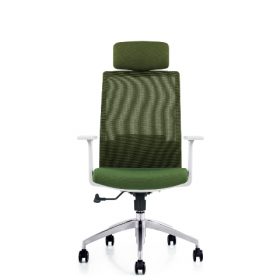 BESTOFF White Frame Green Mesh Office Chair - OfficeMaster Ergonomic Chairs