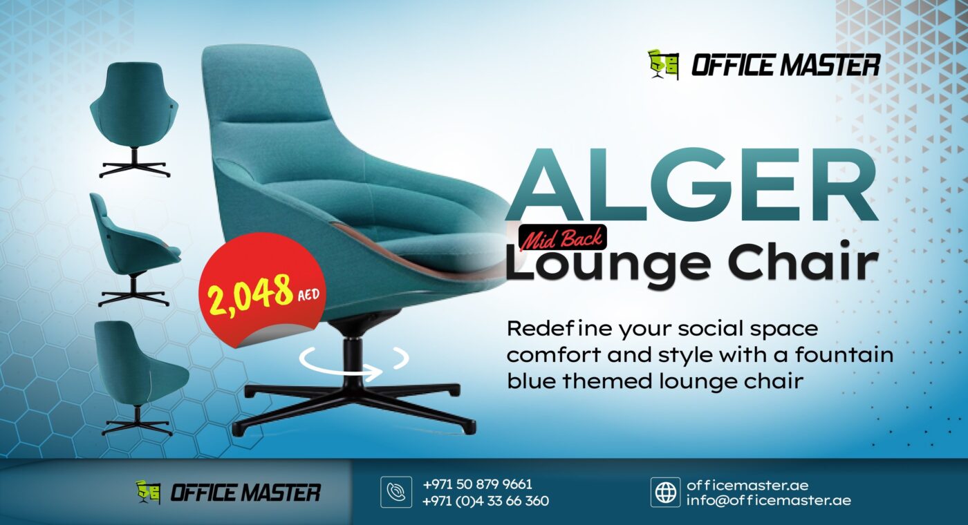 Redefine Comfort and Style with the Fountain Blue Alger mid Back Lounge Chair - OfficeMaster Dubai