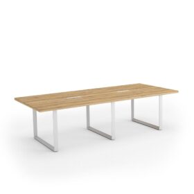 DIAMOND Boardroom Meeting table White Frame Natural Pacific Walnut- OfficeMaster Office Furniture Dubai