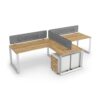 DIAMOND Workstation Cluster 2 In-Line White Frame Natural Pacific Walnut - OfficeMaster Office Furniture in Dubai