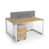 DIAMOND Workstation Cluster of 2 Face Natural Pacific Walnut Black Frame - OfficeMaster Office Furniture in Dubai