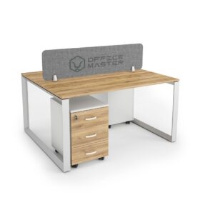 DIAMOND Workstation Cluster of 2 Face Natural Pacific Walnut Black Frame - OfficeMaster Office Furniture in Dubai