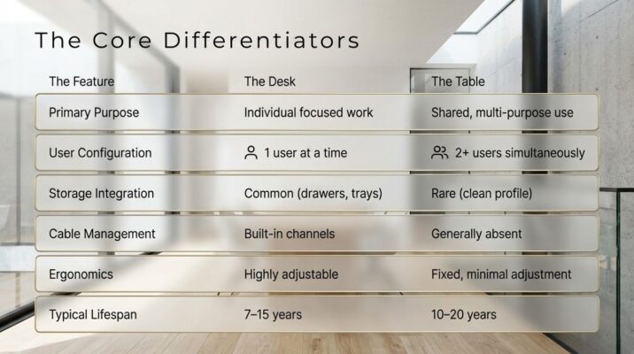 Difference Between Desk and Table