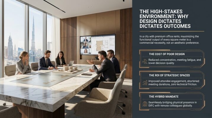Meeting Room Setup Guide Dubai — Table, Chairs & AV Tech decoration